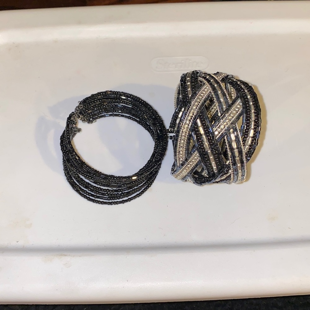 Set of 2 Beaded cuff bracelets